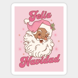 Feliz Navidad Pink Santa Spanish Christmas Magnet